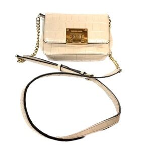 Michael Kors Tina Ballet Pink Crocodile Emboss Crossbody/Clutch With Defect
